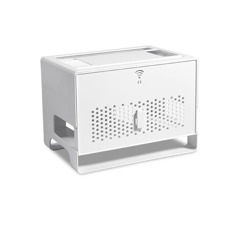 Aufbewahrungsbox für Kabel WiFi-Router-Aufbewahrungsbox, Modem-Router-Abdeckung, Kunststoffregal, Steckdosenleiste, Kabelmanagement, Hider-Rack, Büro-Desktop-Organizer-Ständer Kabelbox(Weiß)