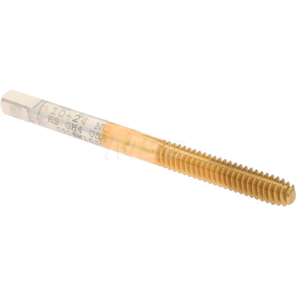 Hertel Thread Forming Tap, #10-24 UNC, Bottoming Chamfer, High-Speed Steel, Titanium Nitride Finish, 7/8" Thread Length, 2-3/8" OAL, H4