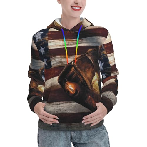 Sweat à capuche drapeau américain pour femme avec grande poche kangourou