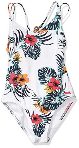 Roxy Girls' Little Love Waimea One Piece Swimsuit, Bright White Badami, 7