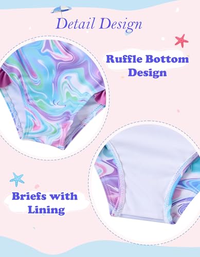 Image of Little Girls Two Piece Mermaid Bikini Set Ruffle Adjustable Summer Beach Bathing Swimsuit 3-7 Years for Kids