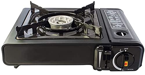 Easy Shopping® 220g Butane Gas Canisters and Portable Camping Gas Cooker Stove Single Burner Butane BBQ Caravan Outdoor Party Stove comes with Carry Case (Stove Only)