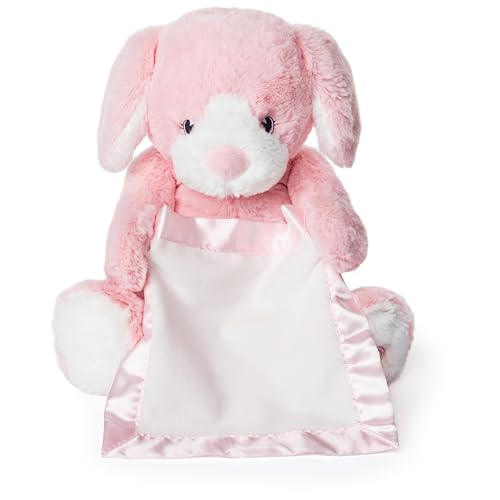 GUND Peek-a-Boo Furry Friends Animated Peek-a-Boo Puppy Plush, Pink, 10