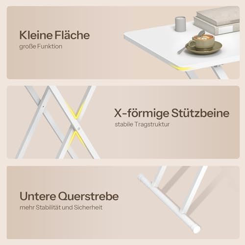 HOOBRO Beistelltisch Klappbar, Kleiner tabletttisch, verstellbare Höhe Klapptische, 60 x 40 x 60 cm, TV Tray, Tablett Tisch, Snack Tisch… – Ansicht 6
