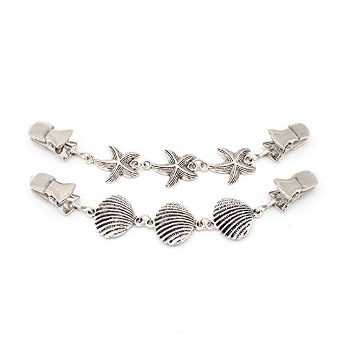 CAREOR - Juego de pinzas para cárdigan con diseño de conchas marinas, para mujer y niña Blanco Starfish & Shell 80