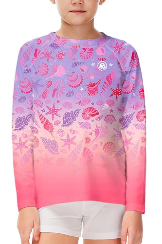 Image of AOBUTE Unisex Kids Rash Guard Long Sleeve SPF 50+ Sun Shirt UV Protection Swim Shirts 3-12 Years
