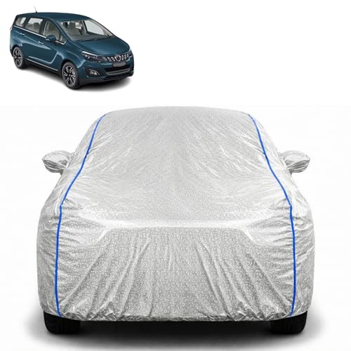 Image of Waterproof Car Cover for Mahindra Marazzo | All Weather Protection | UV Resistant & Dustproof | Soft Cotton Lining to Prevent Scratches | Triple Stitched with Mirror Pockets & Elastic Hem