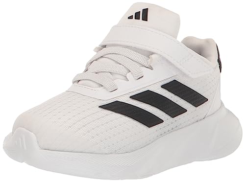 adidas Duramo SL Elastic Lace Sneaker, White/Core Black/Grey, 4 US Unisex Big Kid