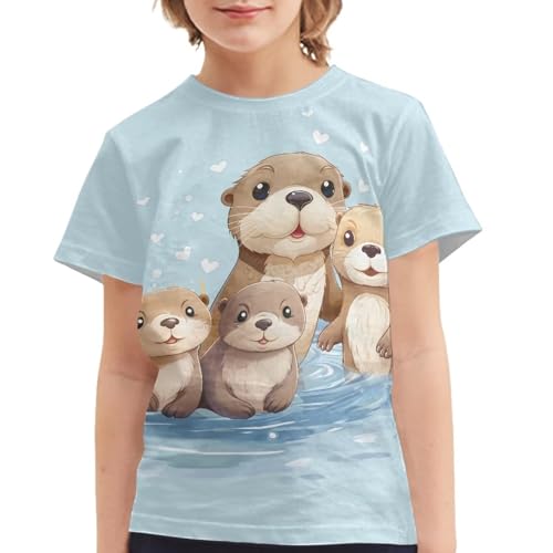 Image of JEOCODY Boys Girls Graphic Tees Funny 3D Printed Short Sleeve T-Shirts 3-16T