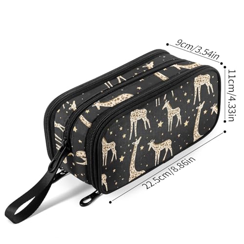 Image of Fustylead Cute Cartoon Giraffe and Stars Pen Pencil Case Makeup Pouch Big Capacity Multi-Purpose Travel Bag Office Organizer with Zipper
