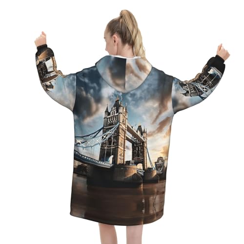 Sweat couverture à capuche ample contre le froid motif Londres - 3