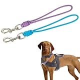 Pet Dog Safety Collar Clip 9" Backup collars clips 1000lb 5/32" Thin Paracord Safety Straps Light Weight High Pull Strength Reflective Design for pets' Harness and All Collars(Purple & Light Blue, 9")