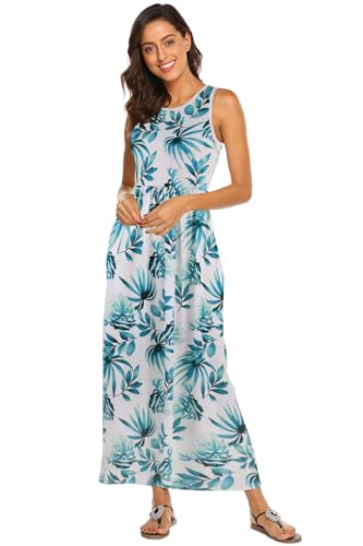 Image of Hount Women's Summer Sleeveless Striped Flowy Casual Long Maxi Dress with Pockets