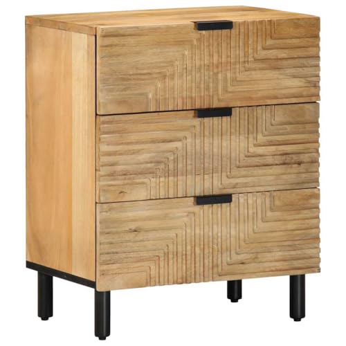 vidaXL Mesilla de Noche marrón 50x33x62 cm Madera Maciza Mango, mesita de Noche, Mueble de Cama, Mesa Auxiliar para Dormitorio, mesita de Noche
