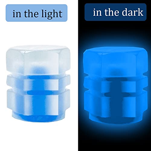 Trnoi Tire Valve Stem Cap For Car,Universal Tire Valve Stem Covers,Night Glow Luminous Wheels Cap For Cars/Suvs/Trucks(Blue,4Pcs) #TOP3