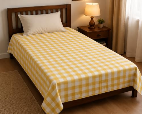 Image of Cotton Bed Sheet for Single Bed Cover Single bedsheet Flat Sheet 100% Cotton 60 x 90 inches Soft Cotton bedsheet