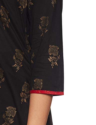Image of ZEMYRA Women's Cotton Straight Salwar Suit Set (AW19H1KSET7 Black Large)