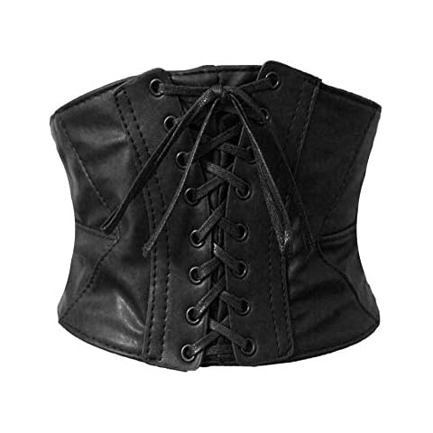 Alivila.Y Fashion Women's Faux Leather Underbust Waist Belt Corset A14-Black-M Cover