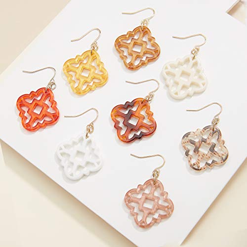 Zenzii Modern Mosaic Acrylic Resin Drop Dangle Earrings For Women Girls Fashion Jewelry (Bright Orange) #TOP6
