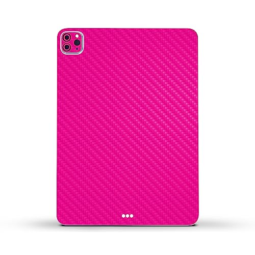 Image of MightySkins Carbon Fiber Skin Compatible with Apple iPad Pro 11 inch M2 4th Gen (2022) Full Wrap Kit - Solid Hot Pink | Protective Durable Textured Carbon Fiber Finish | Easy to Apply | Made in The USA