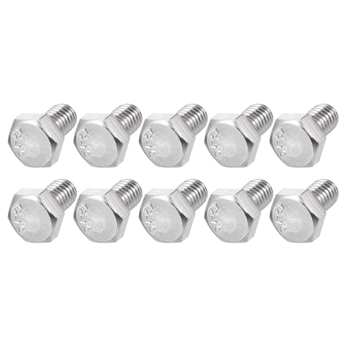 Image of METALLIXITY Hex Bolts (M6-1x10mm) 10Pcs, 304 Stainless Steel Coarse Fully Threaded Hex Head Screw Bolt Machine Screws - for Furniture Repair, Silver
