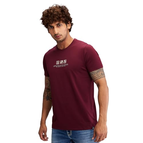 Image of Spykar Men's Slim Fit Round Neck Half Sleeve Solid Casual T-Shirt