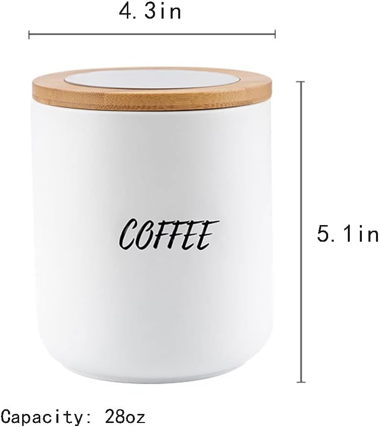 Simple Ceramic Food Storage Seal Pot Sugar Bowl with Bamboo Lid