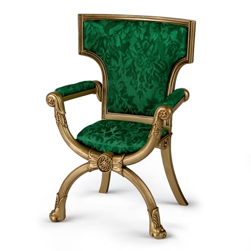 The Ashton-Drake Galleries Queen Elizabeth II Portrait Doll Chair Accessory, Green Satin Drawing Room Throne, Windsor Castle Replica