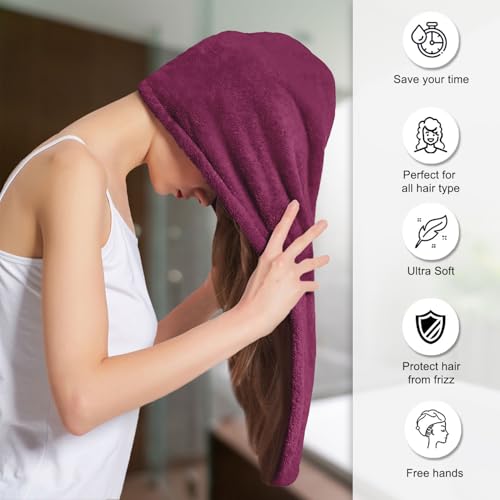 Image of Sassoon Venir Microfiber Hair Wrap Towel for Women (Chestnut Color, Free Size) with Smooth Texture Super Absorbent Quick Dry Hair Turban for Drying Hair