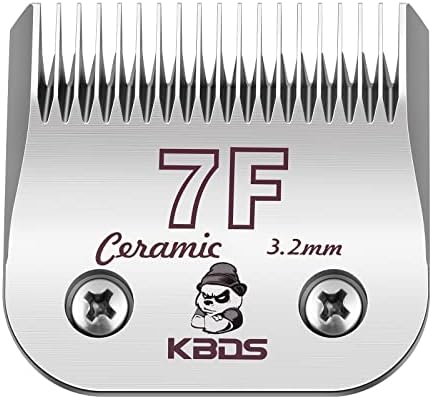 KBDS Detachable Ceramic Pet Clipper Blades,Size-7F,Compatible with Most Andis,Oster,Wahl A5 Clippers,Made of Ceramic Blade Cutter and Carbon Steel Blade,1/8'' Inch 3.2mm Cut Length, 7F Blade