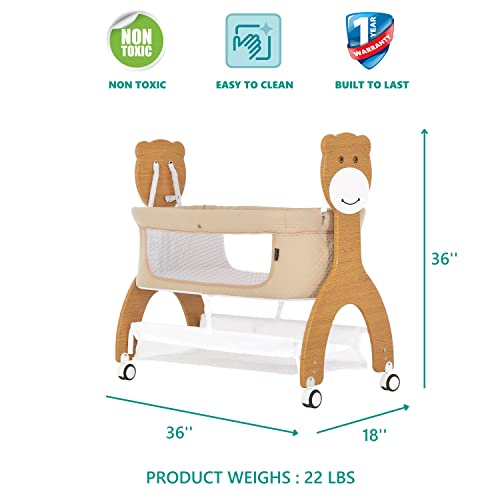 Dream On Me Cub Portable Bassinet In Beige, Multi-Use Baby Bassinet With Locking Wheels, Large Storage Basket, Mattress Pad Included, Jpma Certified #TOP2