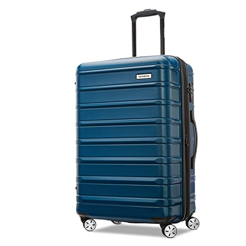 Image of Samsonite Omni 2 Hardside Expandable Luggage with Spinner Wheels, Lagoon Blue, Checked-Medium Spinner, Omni 2 Hardside Expandable Luggage With Spinner Wheels