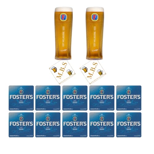Foster's Beer Pilsner - Juego de vasos con 10 posavasos, colección Melbourne Crafted Refresh