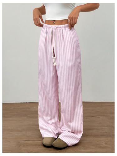 SOLY HUX Women's Drawstring Wide Leg Pants Elastic Waist Baggy Long Pants Trousers with Pockets4