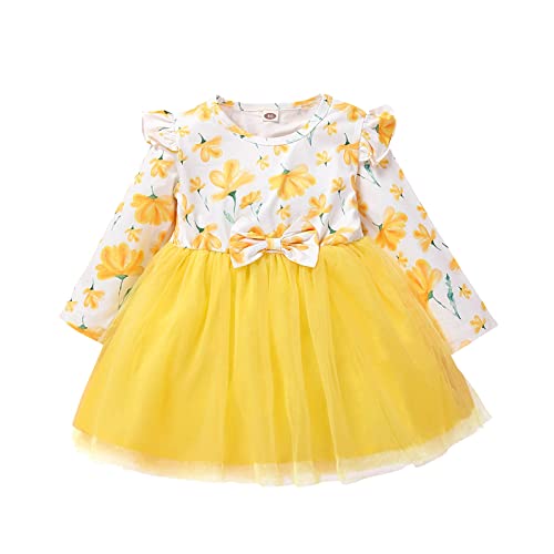 Generisch Disfraz de princesa para niña, vestido de carnaval, carnaval, carnaval, disfraz de princesa, disfraz para niña, disfraz para niños, con accesorios, disfraz de fiesta, amarillo, 18-24 meses