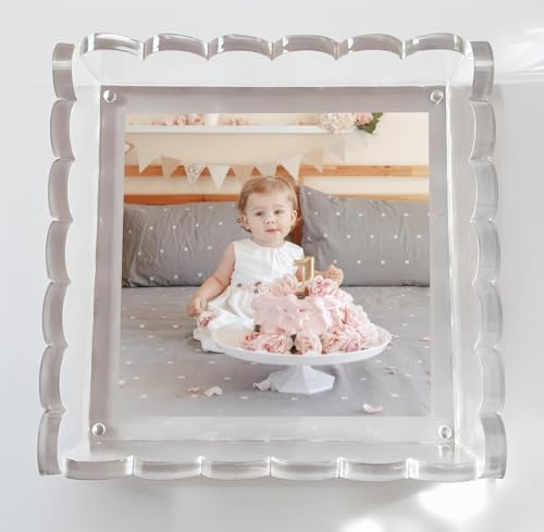 Pearl Acrylic Scalloped Tray, 2024 New Scalloped Acrylic Tray, Acrylic Scalloped Tray with Magnetic Mat, Can Add Pictures to Change The Appearance(1pcs)
