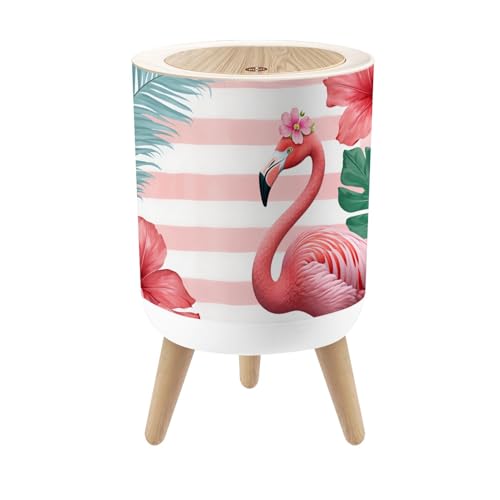 Caneca de basura pequeña con tapa color rosa flamingo