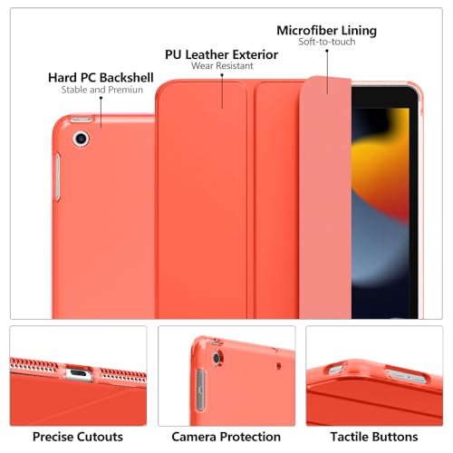 Image of Moko Smart Case for iPad 9th / 8th / 7th Gen Case 10.2 Inch,Bright Guava