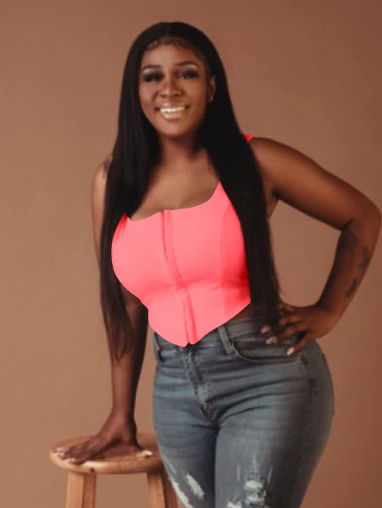 TOB Women's Sexy Sleeveless Central Single-Row Clasp Club & Night Out Crop Tank Top