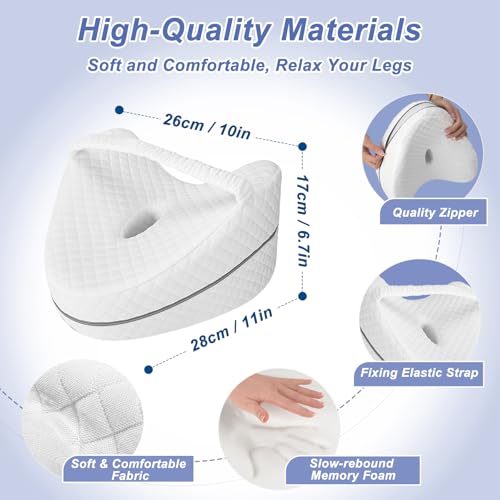 LITSPOT Kniekissen, Ergonomisches Seitenschläferkissen Memory Foam Knie Kissen Orthopädisches Kniekissen für Stützt Beine, Knie, Hüfte Rücken und Schwangerschaft, Abnehmbar und Waschbar