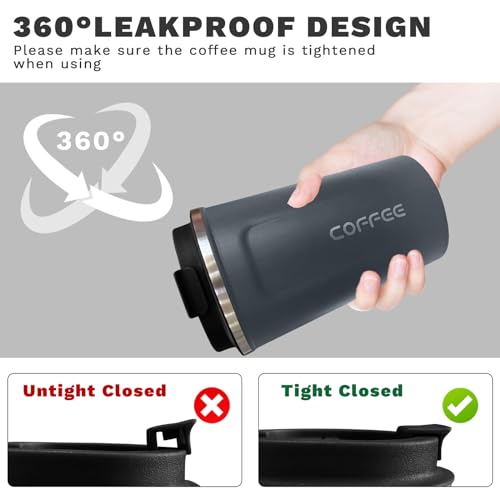 Image of Insulated Travel Coffee Mug, Stainless Steel Coffee Cup with Leakproof Lid | Double-wall insulation keeps drinks hot or cold for hours, with a leakproof lid and portable stainless steel design