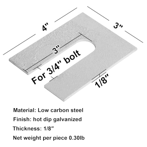 Image of 8 Pack 4 inch x 3 inch Steel Metal Horseshoe Shims for Leveling, 3 /4 inch Slot Shims | 1 /8 inch Thick