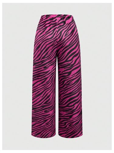 Women's Zebra Striped Fuzzy Pants Bowknot Elastic Waist Straight Leg Thermal Y2K Trousers2