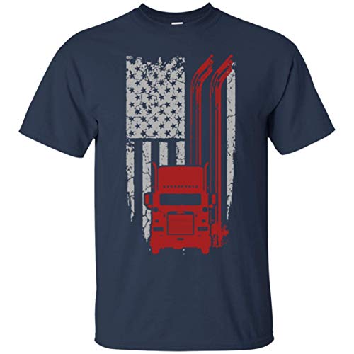 Trucker - Cool Flag t-Shirt for American Trucker - Men's Premium T-Shirt Navy
