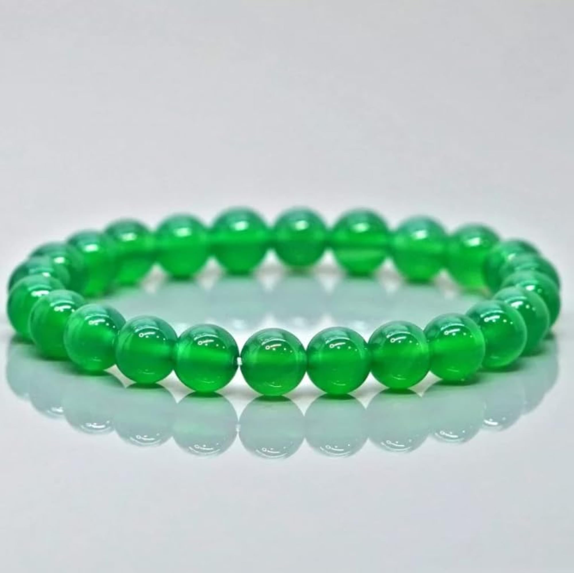 Stretchable Green Jade Bracelet, Certified Premium Quality
