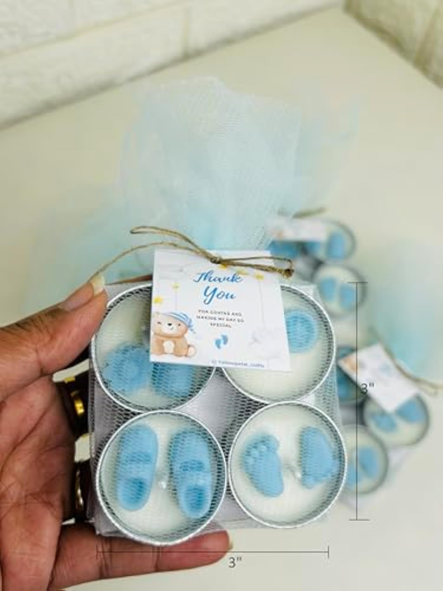 Baby Blue Birthday Tealight Candles Gift Set, Vanilla Scented