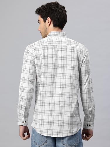 Image of Majestic Man Men's Pure Cotton Cargo Checkered Shirt with Dual Flap Pockets - Slim Fit | Full Sleeve | Casual Wear | Trendy & Comfortable