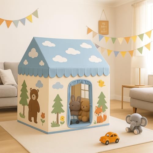 Image of XEMOX, Light Weight Kids Play Tent House - Fun, Foldable, and Durable for Indoor & Outdoor Toys for 3 to 10 Year Old Kids (Blue Sky)
