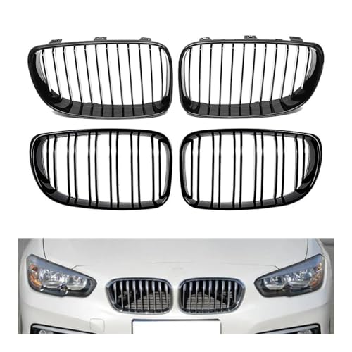 Grilles avant Série 1 E81 E82 E87 E88 en ABS robuste haute finition noir brillant