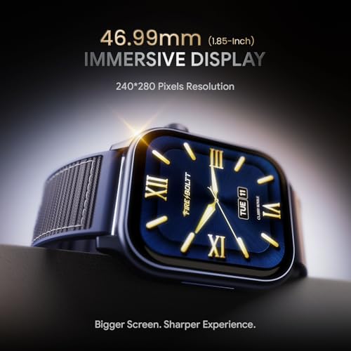 Image of Fire-Boltt Rise Force Smart Watch 1.85 inch Display, Nylon-Fluoroelastomer Hybrid Strap, Rotating Crown, Bluetooth Calling, Dual Button Control, Metal Body Smartwatch for Men and Women Ocean Navy
